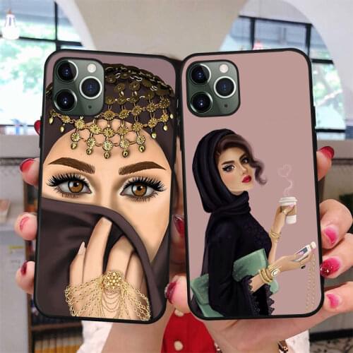 Woman Crown Hijab Face Muslim Islamic Gril Eyes Cover Phone Case for iPhone 12 11 Pro Max X 6S 7 8 Plus XR XS Max SE 2020 Cover