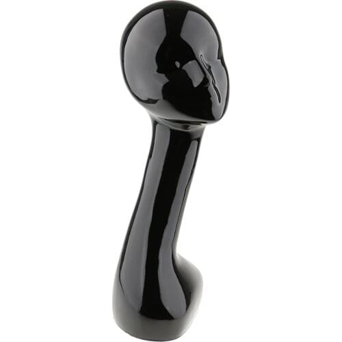 19'' Female Plastic Mannequin Head Long Neck Wig Cap Necklace Holder Black