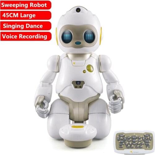 2.4G Smart RC Sweeping Robot Speaking Recording Singing Dancing Adult Auto cleaning tool Eye Flash Lights Puzzle Learning RC Toy