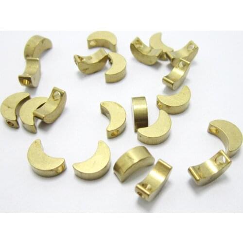 Brass beads 8x5x3mm Brass moon shape spacer beads Raw brass findings -20pcs R1158