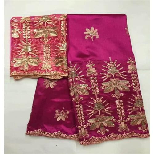 2020 Latest fashion design embroidery george lace fabric high quality indian style george lace fabric 5+2 yards.9966