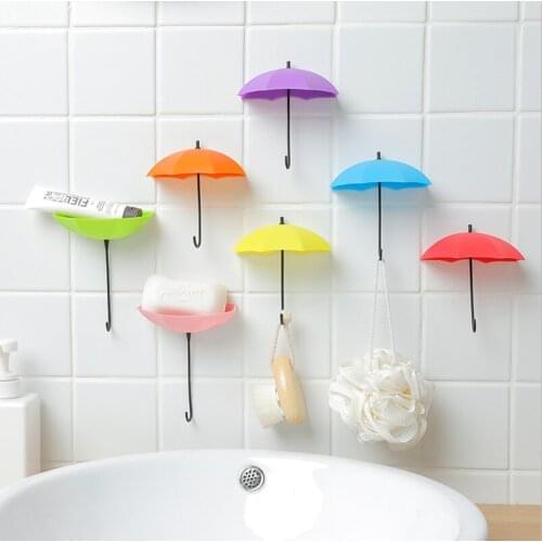 3PCS Creative umbrella hook seamless nail-free cute small sticky hook door behind the sticky hook wall hook three installments