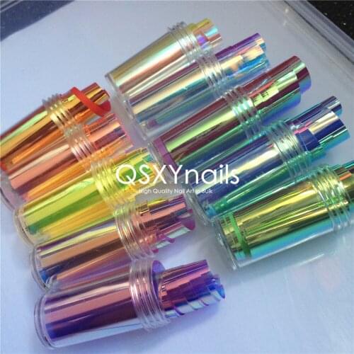 5 Rolls 4cm*100m High Garde Aurora Nails Glass Foil Film Sticker Nail Trend Design Ice Cube Mermaid Decals Manicure Decoration