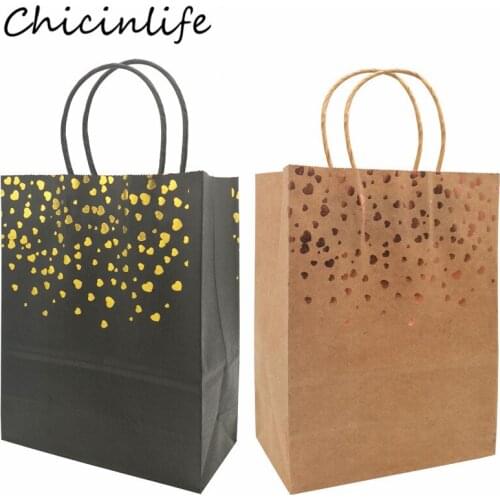 5Pcs Heart Kraft Paper Bags Wedding Party Decor Birthday Bridal Shower Candy Gift Packaging Bag Valentines Day Festival Supplie