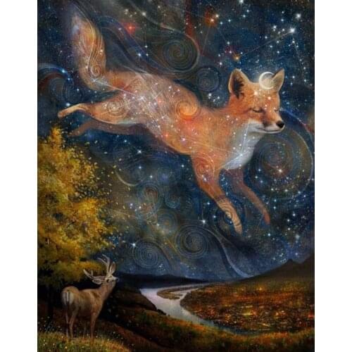 5D DIY Diamond Painting Fox Full Square Diamond Embroidery Cross Stitch Animal Diamond Mosaic Pictures Rhinestone Children Gifts