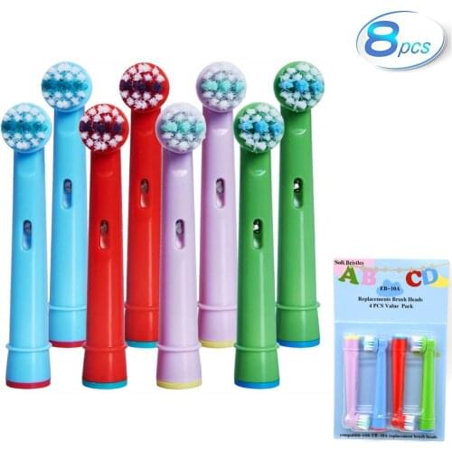8Pcs Replacement Kids Children Tooth Brush Heads For Oral B EB-10A Pro-Health Stages Electric Toothbrush Oral Care, 3D Excel