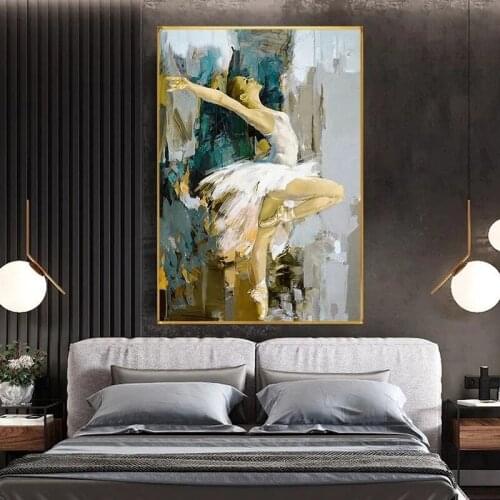 Abstract Dancing Ballerina Girl Canvas Painting Posters Prints Ballet Dancer Wall Art Picture Cuadros Home Decoration Room Decor