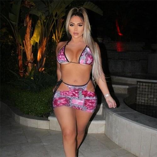 Adogirl Sexy Summer Women 2 Piece Sets Outfits Fashion Evening Party Club Vacation Outfits Casual Beachwear Skirt Suit Tracksuit