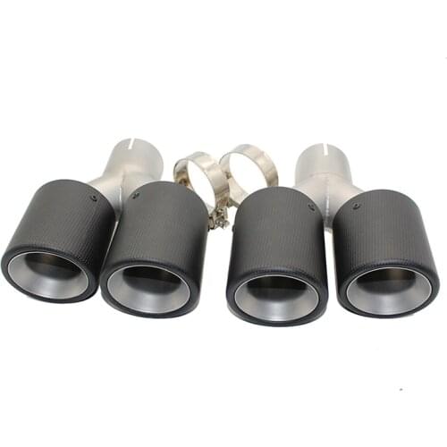 114mm Auto parts exhaust pipe tail mouth Y-shaped bell mouth double mouth carbon fiber matte tail throat four outlet muffler