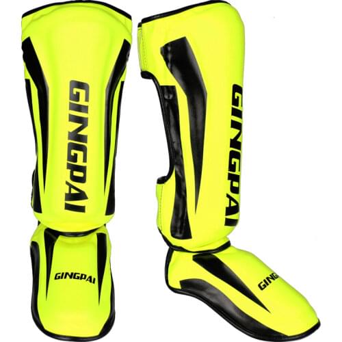 GINGPAI Youth/Adult MMA Boxing Leggings Muay Thai Sanda Instep Training Ankle Protective Gear Men Women MMA Foot Shin Guard