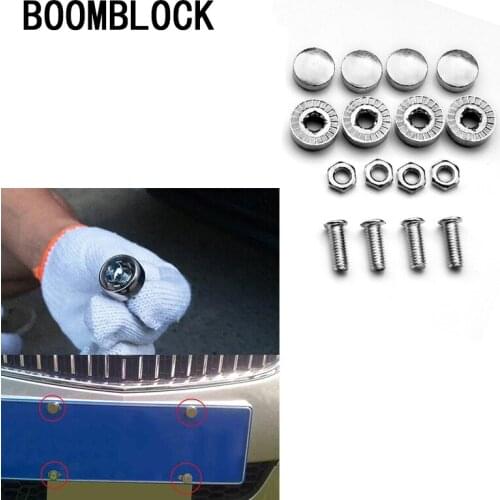 BOOMBLOCK 16pcs/set Car License Plate Screws Covers Tightly For Inifiniti Kia Rio 3 K2 Sportage Ceed Ford Fiesta Mondeo Suzuki