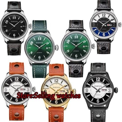 42mm Parnis Sapphire Crystal Japanese 21 jewels Automatic Self-Wind Movement Mechanical watches 5Bar Green dial Mens watches