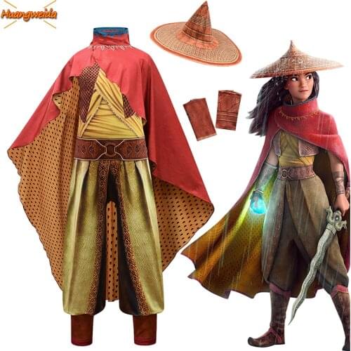 Raya and The Last Dragon Costumes Kids Halloween Costumes for Kids Cloak Woman Raya Cosplay Anime Carnival Jumpsuits Movie