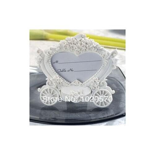 Elegant Wedding Return Gifts Souvenirs of White Pumpkin Carriage Photo Frame Place card holder 100pcs/lot Free Shipping