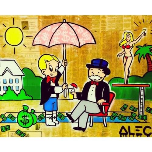 HD Prints Canvas Graffiti Wall Art Alec Monopoly Painting Modular Richie Rich Pictures Party Home Decor Money Poster Living Room