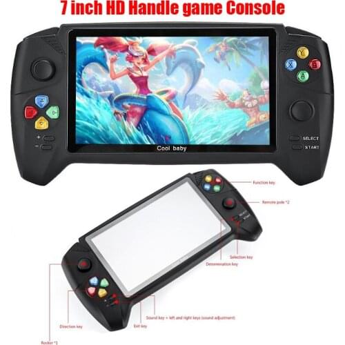 New HD 7 inch handheld game console support kinds of emulators max 48G 3000 games double player for GBA NES retro game console