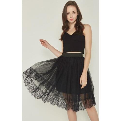 Kartoska High waist Lace TuTu Skirt Party Skirts Pleated A word tulle skirt Fashion mesh skirt Jupe en tulle