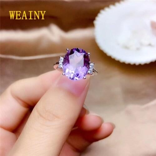 Natural Purple Amethyst Ring Brand Jewelry Ladies 925 Sterling Silver 12*10 MM Oval Rings High Quality Wedding Engagement Ring