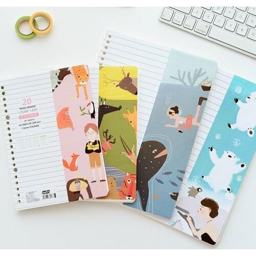 Korean stationary 48 Sheets Binder Loose-Leaf Core 20 Holes A5 Horizontal Line Color Inner Pages Replacement Refill Diary Paper