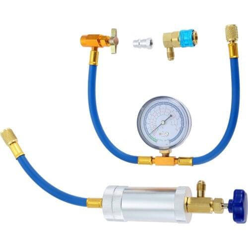 R134A Oil Injector w/ Low Side Quick Coupler, R134A Refrigerant Charging Hose w/Gauge R12 to R134A Conversion Adapter