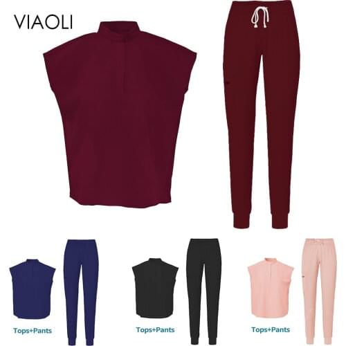 Medical Uniform Surgery Scrubs Women Uniforms Pet Clinic Doctor Nurse Workwear Scrubs Tops+pants Short Sleeved Nursing Uniforms