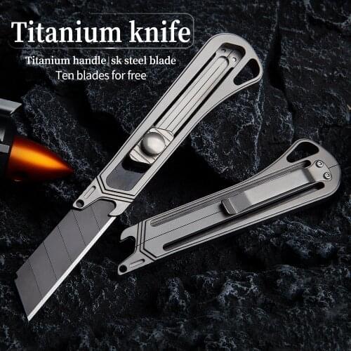 Push-pull utility knife titanium alloy telescopic knife portable knife bottle opener artifact multi-function self-defense knife