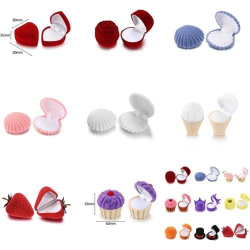 Trendy Jewelry Gift Box Shell Heart Velvet Boxes for Women Wedding Engagement Ring Earrings Necklace Portable Display Container