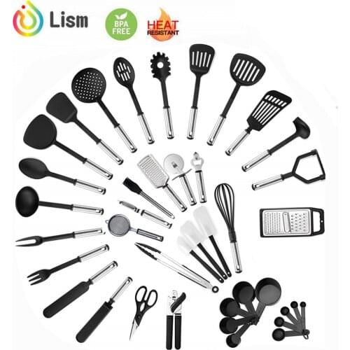 Kitchen Utensil Set 40-Piece Cooking Utensils Nylon and Stainless Steel Utensil Set Nonstick Spatula Set Cooking Tool Set Gift