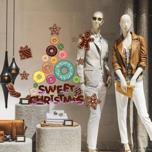 CRNT0109 window sticker Christmas 100% decoration for window shopping stores, without glue, repositionable and reusable at will