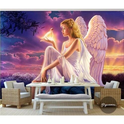 Custom mural photo 3d wall paper picture Sun white wings of an angel room decor painting 3d wall murals wallpaper for wall 3 d
