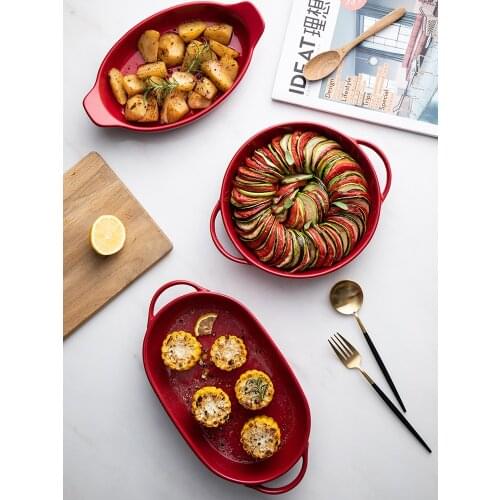 New Year Dinner Plates Oval Red Holiday Plates Home Decor Tablewares