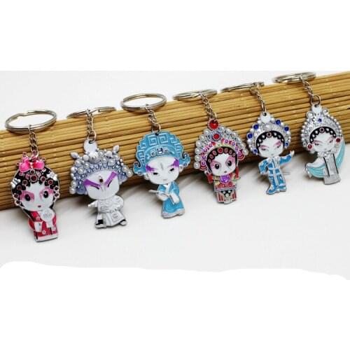 Wholesale 10PCS Q version of cloisonne key chain Beijing Opera Facebook keychain features crafts gifts