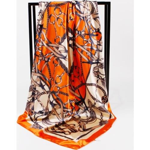 90*90cm New Fashion Silk Square Scarf Neck Hair Tie Band Bag Soft Neckerchief Small Neck Muffler Hijabs Scarf Female