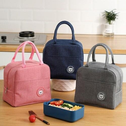 Portable Lunch Bag Thermal Insulated Lunch Box Tote Office Cooler Bento Pouch Lunch Container Food Storage Bags Handbag