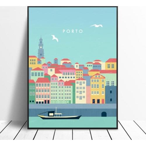 Porto Canvas Painting Art Print Poster Picture Wall Modern Minimalist Bedroom Living Room Decoration