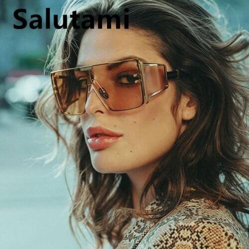 Oversized One Piece Square Sunglasses For Women 2021 Luxury Band Gradient Uv400 Flat Sun Glasses Men Cool Hip Hop Black Eyewear