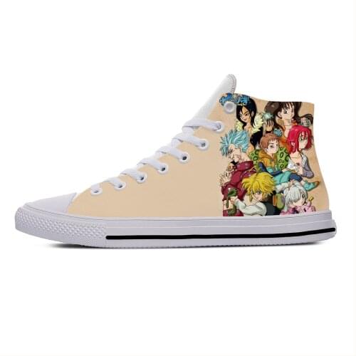 Japanese Anime Manga Seven Deadly Sins Meliodas Casual Cloth Shoes High Top Lightweight Breathable 3D Print Men Women Sneakers