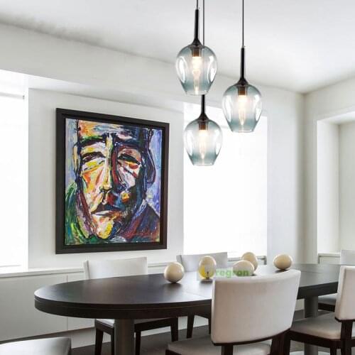 Showcase Magic glass ball hanging lamp pendant light blue glass lights Living Room library molecular Led suspension Luminaire