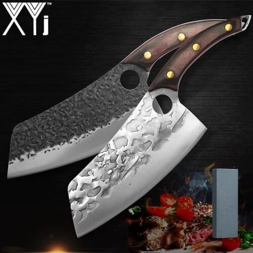 XYj 7.5'' INCH Cleaver Chopping Butcher Stainless Steel Sharp Blade Anti-rust Full Tang Wood Handle Meat Fish Cooking Accessory