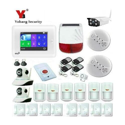 Yobang Security New 4.3Inch All Touch Screen Alexa Version 433MHz GSM&WIFI DIY Smart Home Security Monitor Alarm System Kit