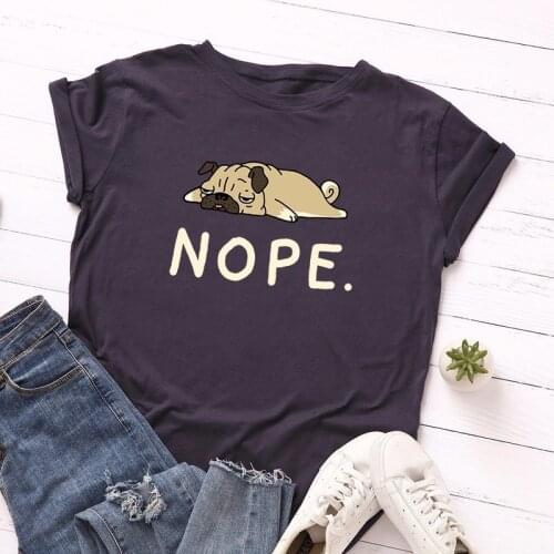 Women Summer T Shirt Cotton Plus Size 5XL Funny Lazy Dog Nope Letters Print Short Sleeve O-Neck Casual T-Shirts Female Tops Tees