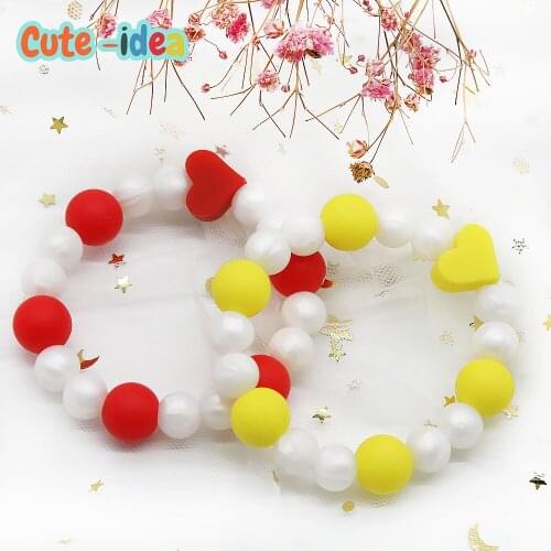 Cute-idea 1pcs Baby Chew Teething Bracelets Baby Silicone Beads Food grade Teether toys infant Product Kids Nursing gifts