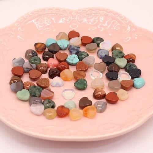 10 Pieces Natural Stone Heart Shape Opal Cabochon No Hole Beads for Making Jewelry DIY accessories Loose Beads