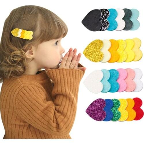 10pcs/lot Cute Sparkly Love Heart Hairpins Colors Shiny Hair Clips Hair Accessories Children Girls Hair Styling Tools