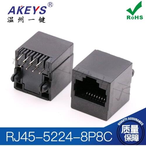 10 pcs RJ45 5224 8P8C Full Plastic Black 8 Hole 8 Pin 180 Degrees Vertical Direct Plug Network Interface Terminal