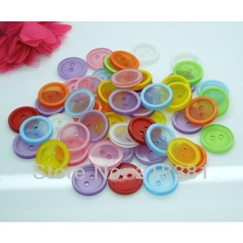 15mm, 200pcs/lot Random Mix Candy Colors Round 2 Holes Sewing Buttons Scrapbooking DIY A00882