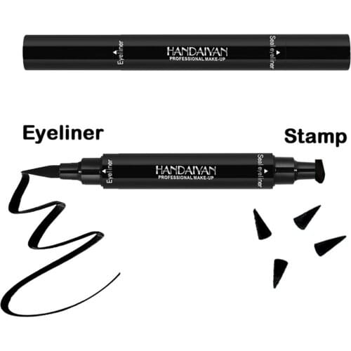 2 In1 Eyeliner Stamp Liquid Eyeliner Pencil Waterproof Fast Dry Black Eye Liner Black Double-ended Pencil Makeup Easy To Wear