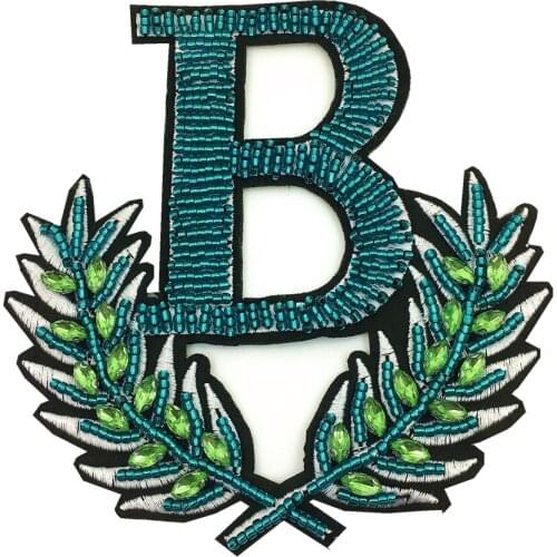 2pc Beaded Letter Applique Rhinestone Patch Iron On Embroidery Letters Patches For Clothing Parches Ropa Clothes Sticker AC1411