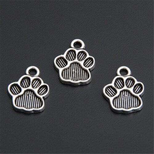 20pcs Silver Color Metal Dog Paw Print Footprint Charms Pendant For Necklace Bracelet Jewelry Making Findings DIY Craft A2767