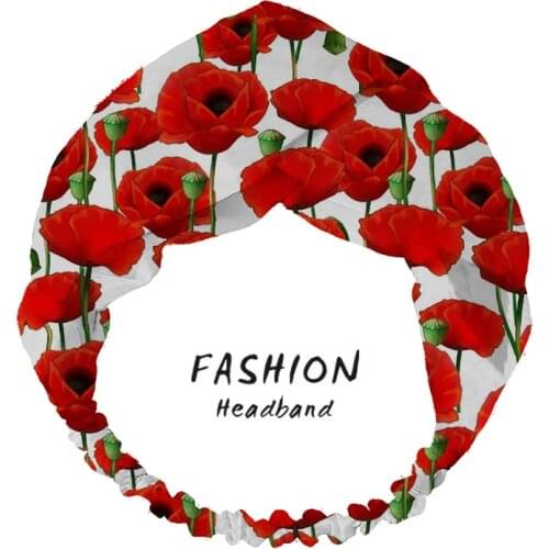 2020 Fashion Women Summer Hair Accessories bandana Hair Bands Poppy Pattern Print Headbands Cross Bandanas HairBands Scrunchies